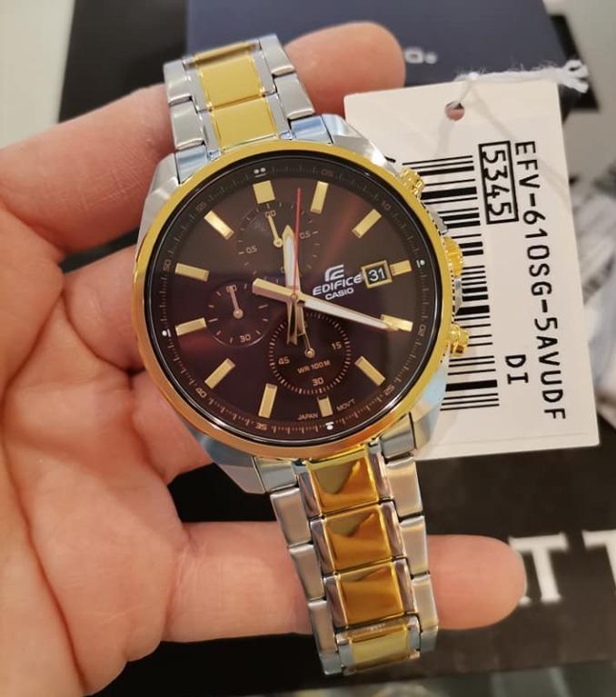 Casio Edifice EFV 610SG 5A Chronograph Two Tone Gold Stainless Steel Analog Quartz Men s Watch EFV 610SG