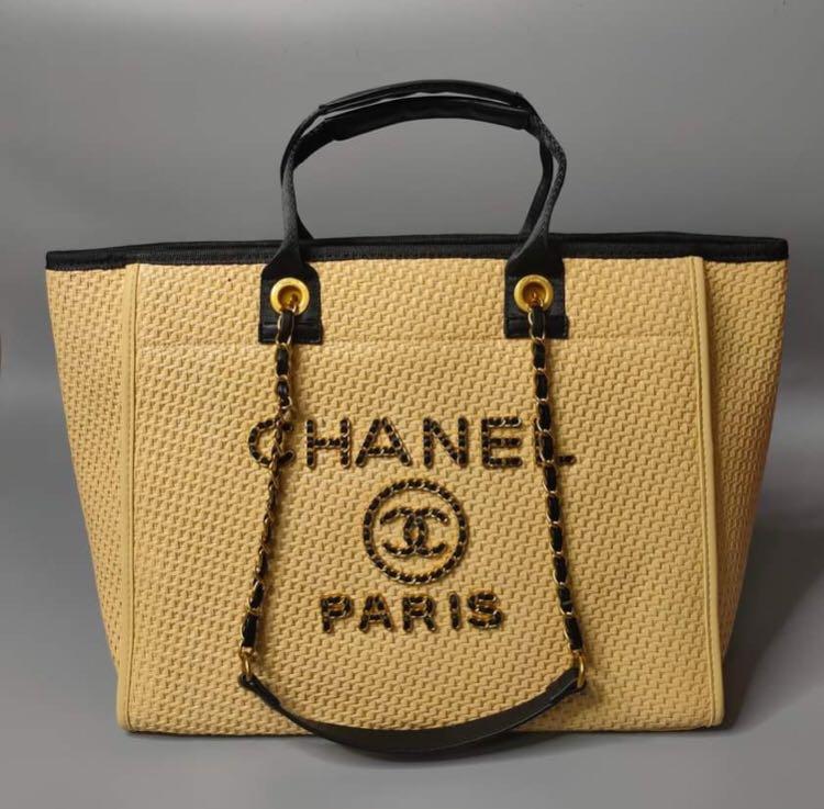 CHANEL WOVEN DEAUVILLE SUMMER TOTE BAG, Women's Fashion, Bags & Wallets, Tote  Bags on Carousell