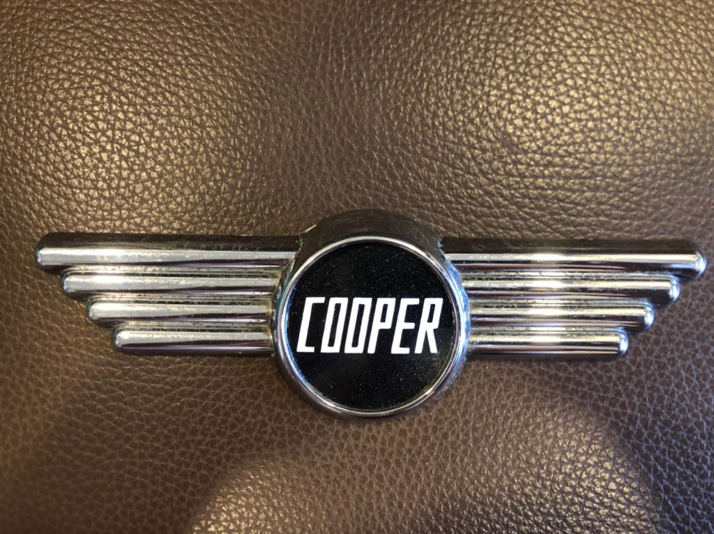 Classic Mini Winged Chrome Badge Emblem With Black Cooper Logo