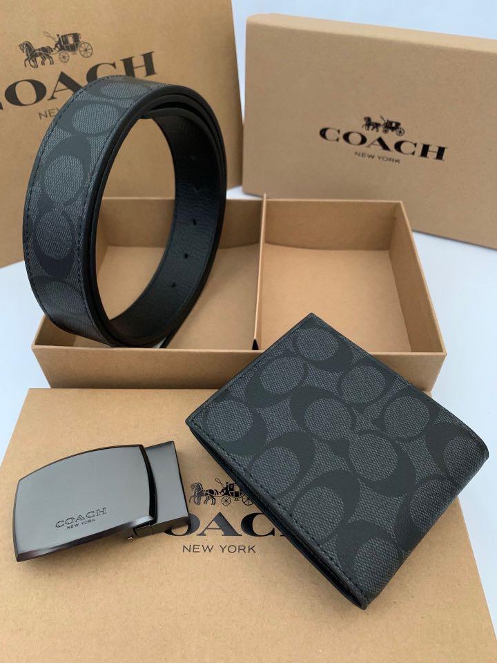 Coach Belt+Wallet Gift Set, Men's Fashion, Watches & Accessories, Wallets &  Card Holders on Carousell