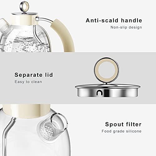 Electric Kettle, ASCOT Glass Electric Tea Kettle 1.7L, 1500W, Stainless