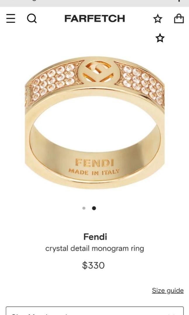 Sale Fendi crystal detail monogram ring Luxury Accessories on