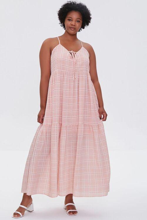 Pink Plaid Maxi Dress 0X ...
