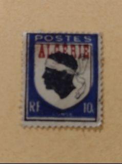 France overprint " Algeria" 1946 Old Stamp - rare : Coat-of-Arms of Corsica