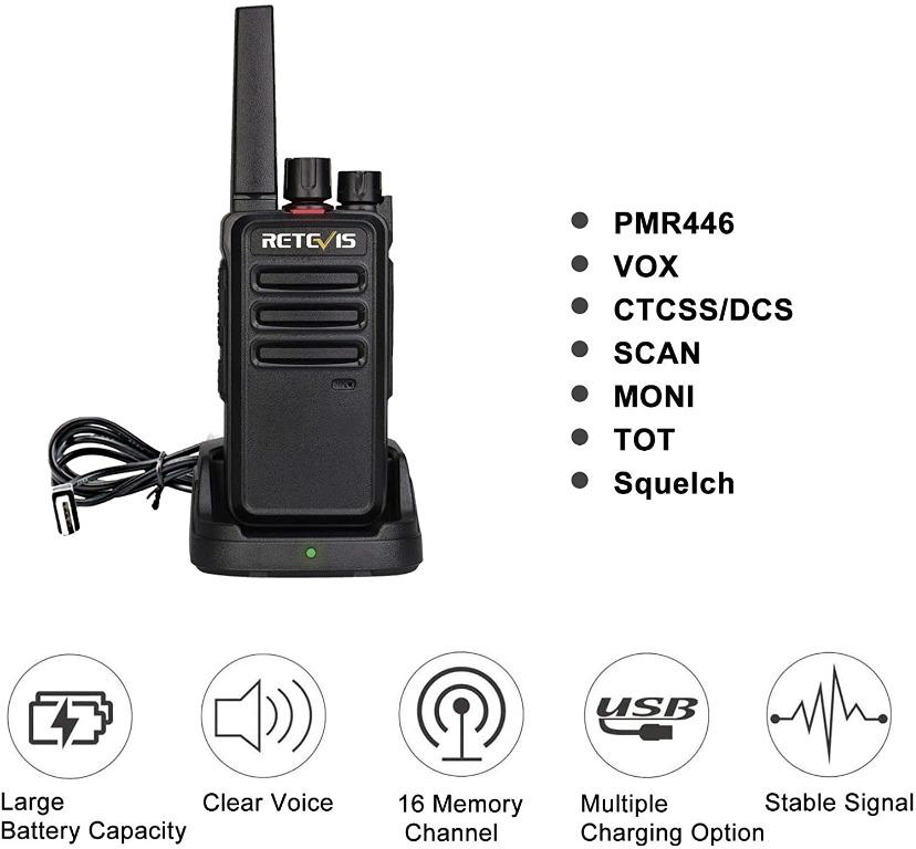 H3023 Retevis RT668 Walkie Talkie with Earpiece PMR446 License-free  Hands-free Hotel Store Walkie-Talkie Rechargeable Squelch 16 Channels  CTCSS/DCS TOT VOX Scan Way Radio(Black, 2Pcs), Mobile Phones  Gadgets,  Walkie-Talkie on Carousell
