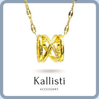 Kallisti【交錯時空】鈦鋼鍍18K 防過敏 防褪色-金｜項鍊