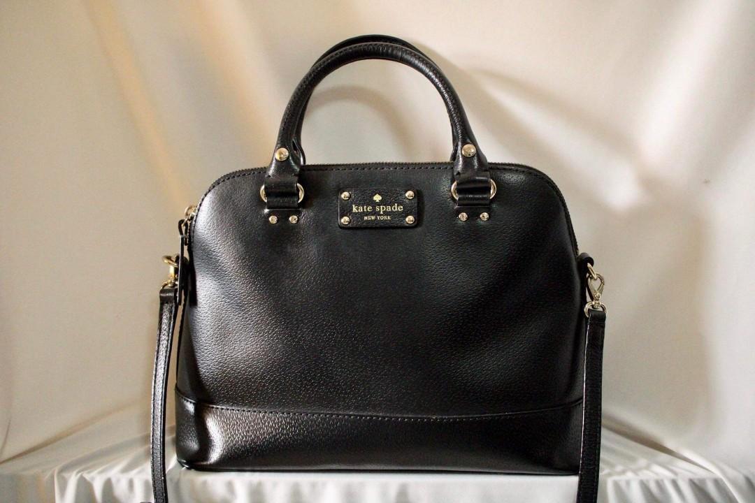 Kate Spade Black Leather Dome Two-way Crossbody Bag (black), Luxury ...
