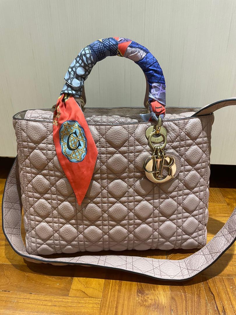 Lady Dior Grained Calfskin Large Pink