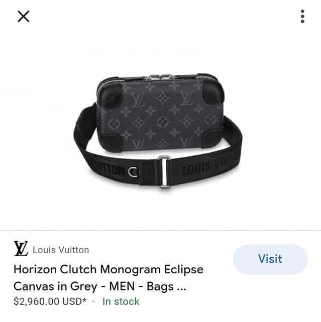 Louis Vuitton Horizon Clutch Bag In Black Monogram Eclipse Canvas - Praise  To Heaven
