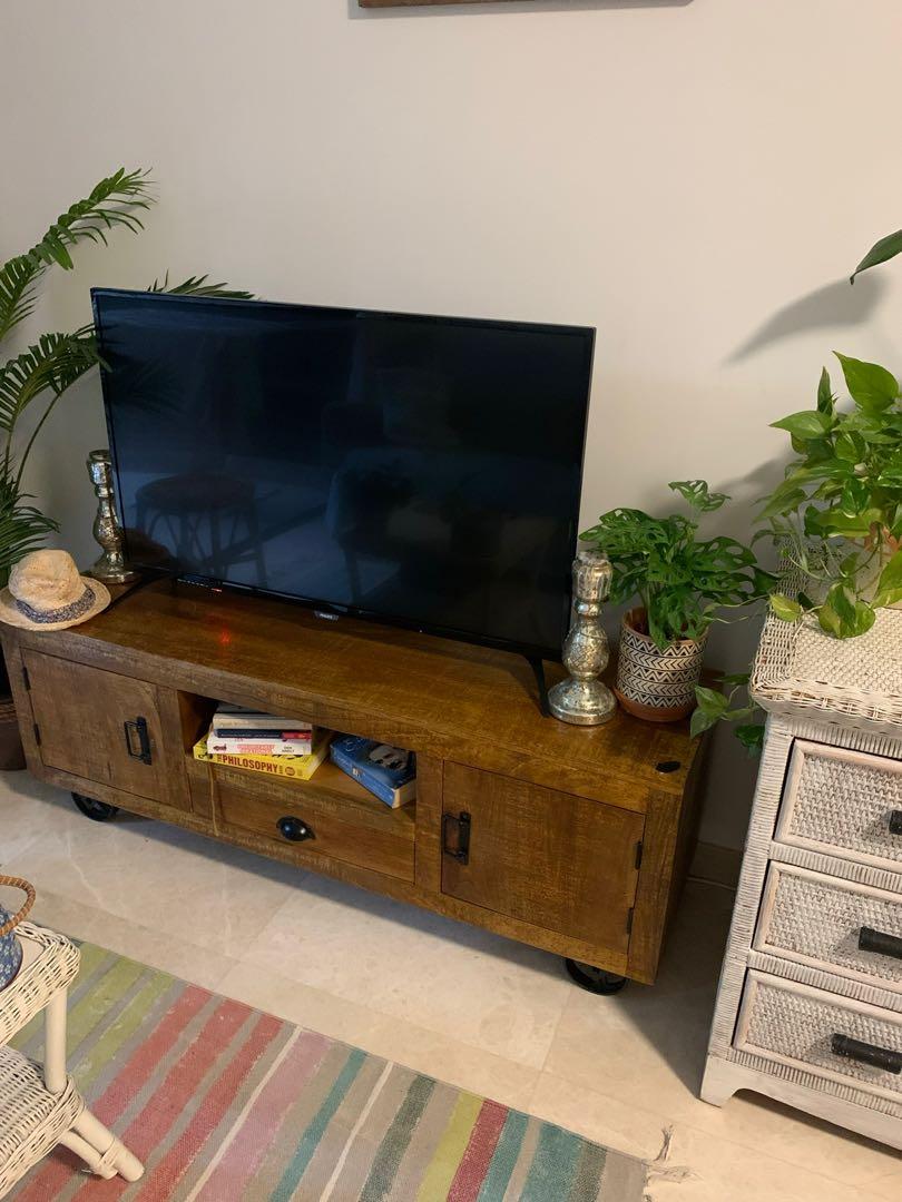 Mango wood TV console, Furniture & Home Living, Furniture, TV Consoles