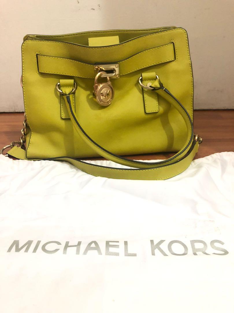 michael kors green hamilton bag