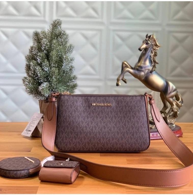 Michael Kors Jet Set Travel 3 in 1 Bag - Brown, Women's Fashion, Bags &  Wallets, Cross-body Bags on Carousell