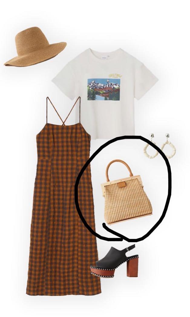 Moussy 啡色木製藤籃袋竹籃袋brown wicker bag wood bag, 女裝, 手袋及銀包, 多用途袋- Carousell