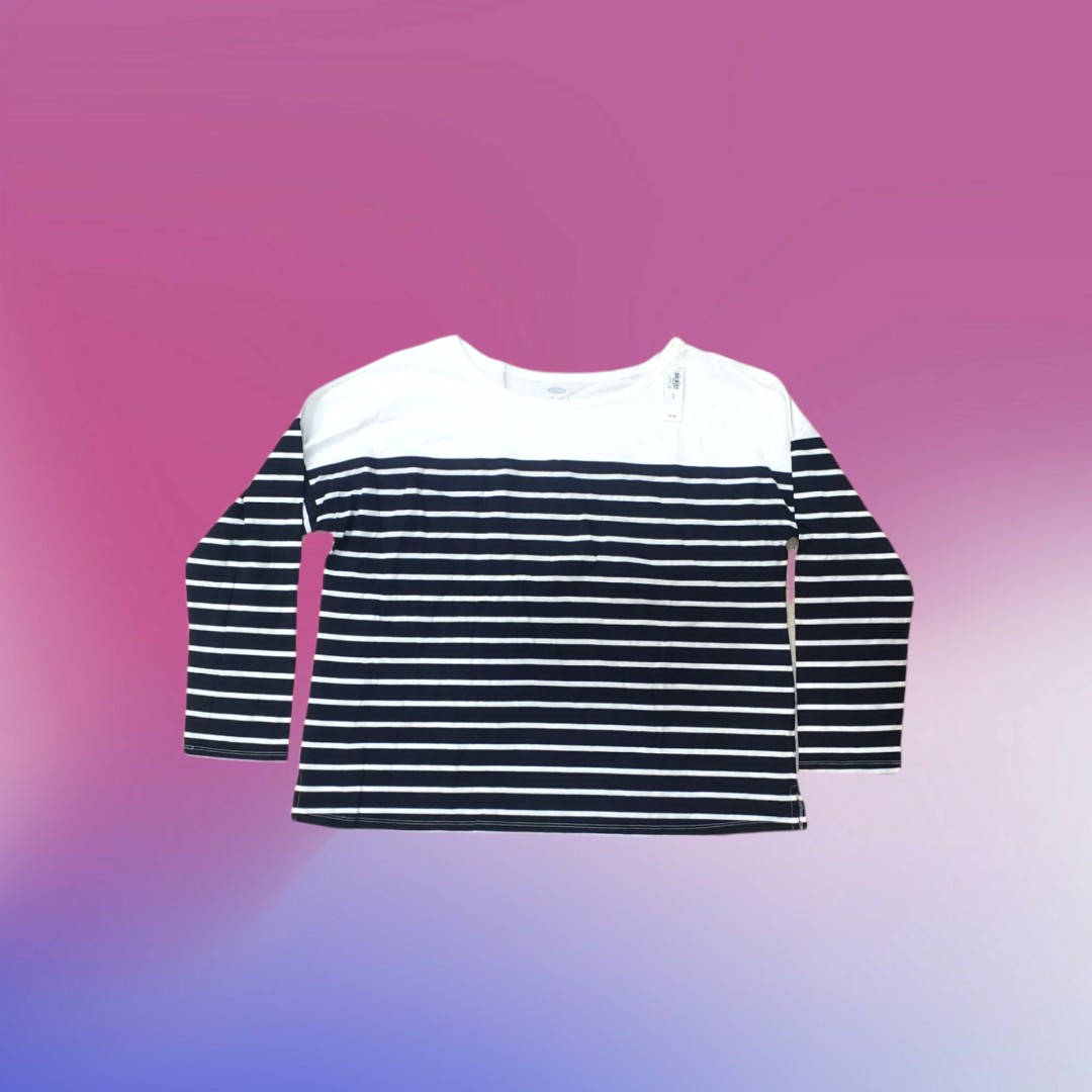 OLD NAVY Black and white striped shirt (new with tag), Women's Fashion