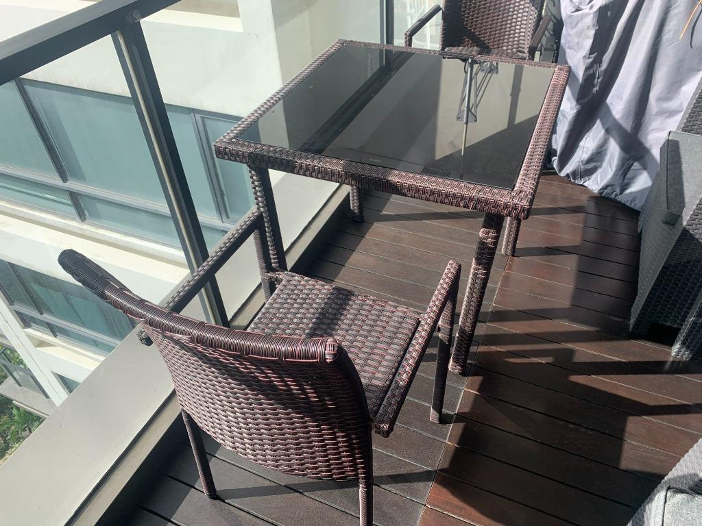 Outdoor Table and 2 x Chairs, Furniture & Home Living, Outdoor ...