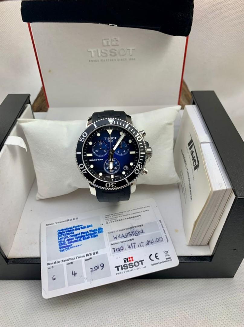 Preloved Tissot T-Sport Seastar 1000 Quartz Chronograph T120417A Men's  Watch 300m Date With Rubber Strap Swiss Made 💥Guarantee 100% Originality  💥Comes With Card \u0026 Box, Men's Fashion, Watches \u0026 Accessories, Watches on