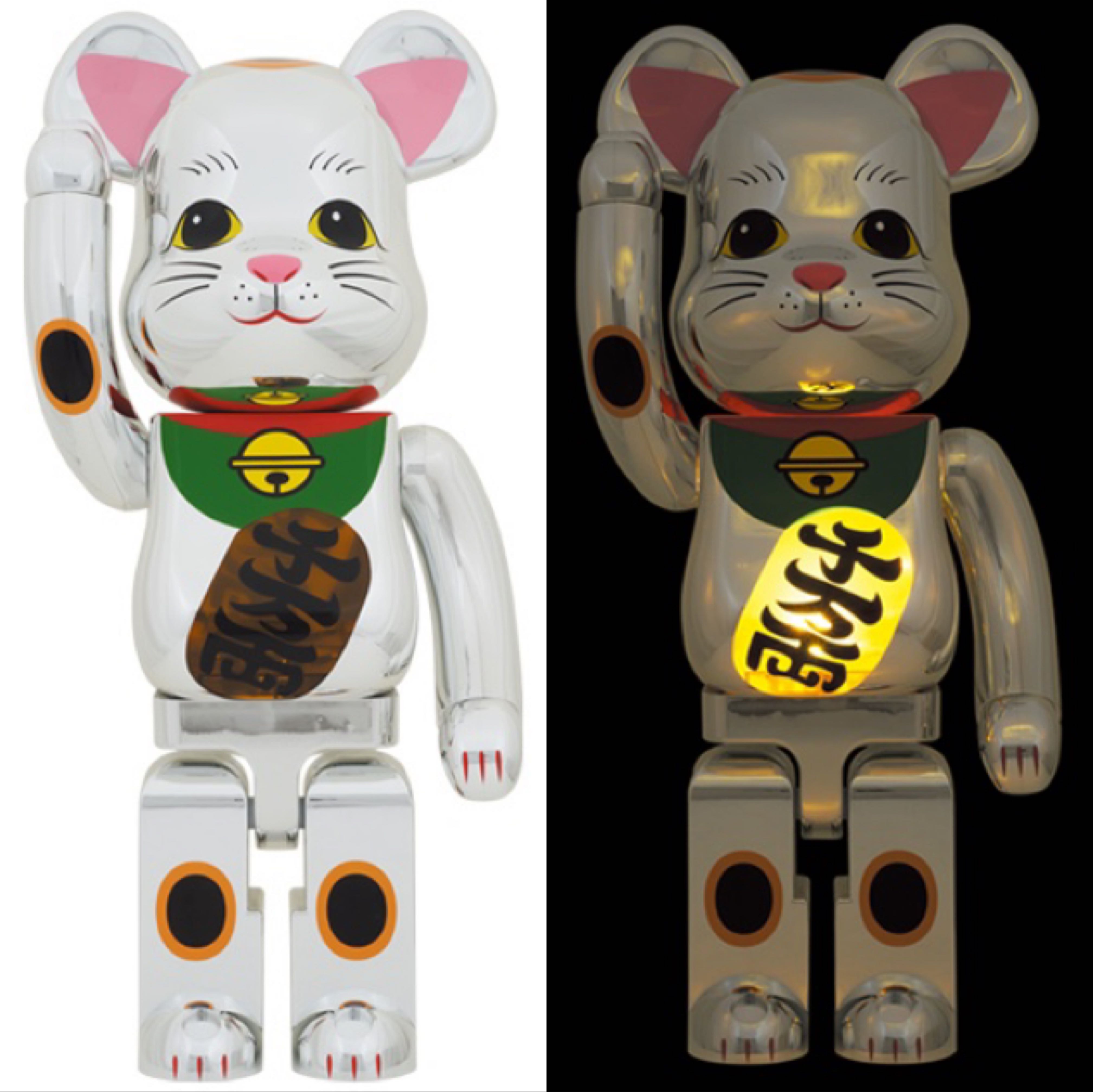 BE@RBRICK 招き猫 銀メッキ 発光 1000％ - その他