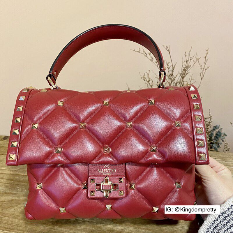 Pre order Valentino Garavani Candy Rockstud Top Handle Bag in Red