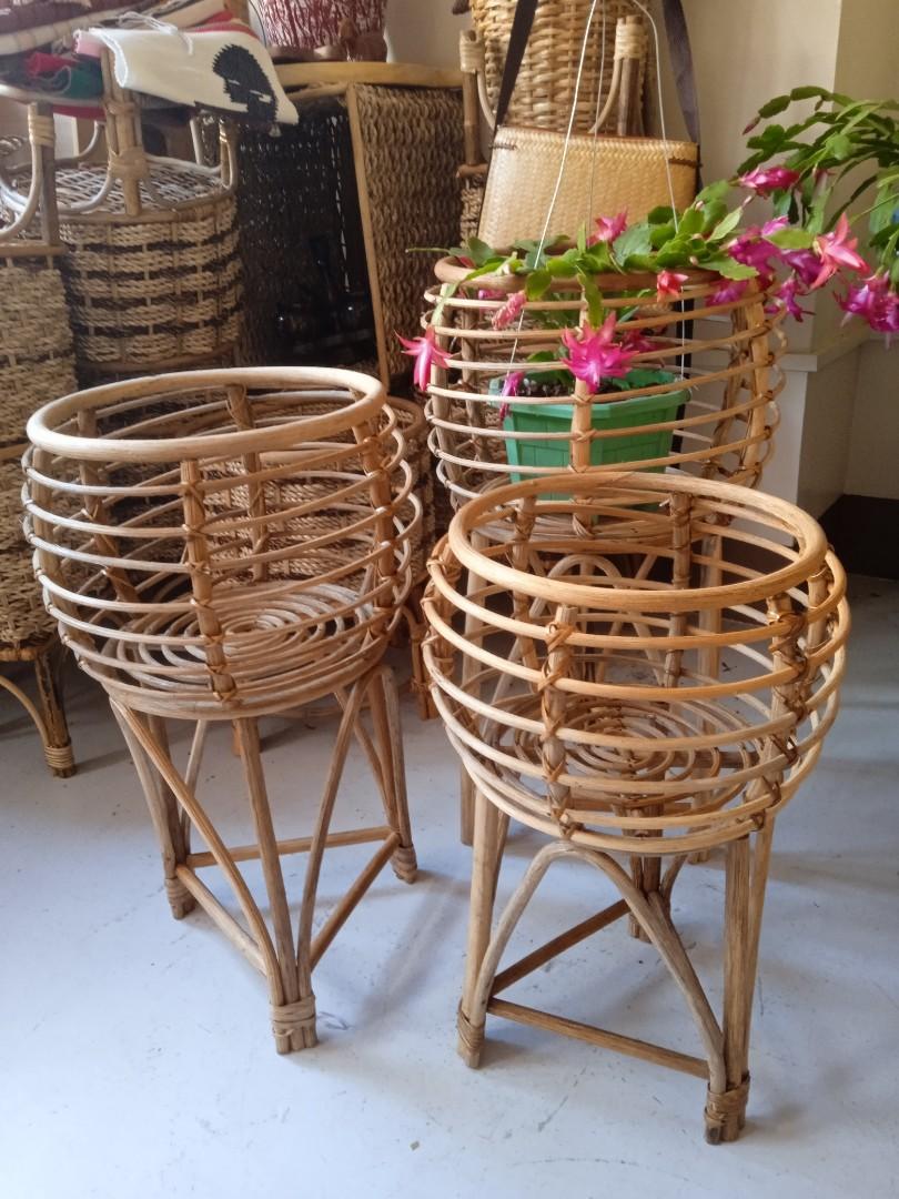 Rattan plant stands tall x elegant, Furniture & Home Living, Furniture