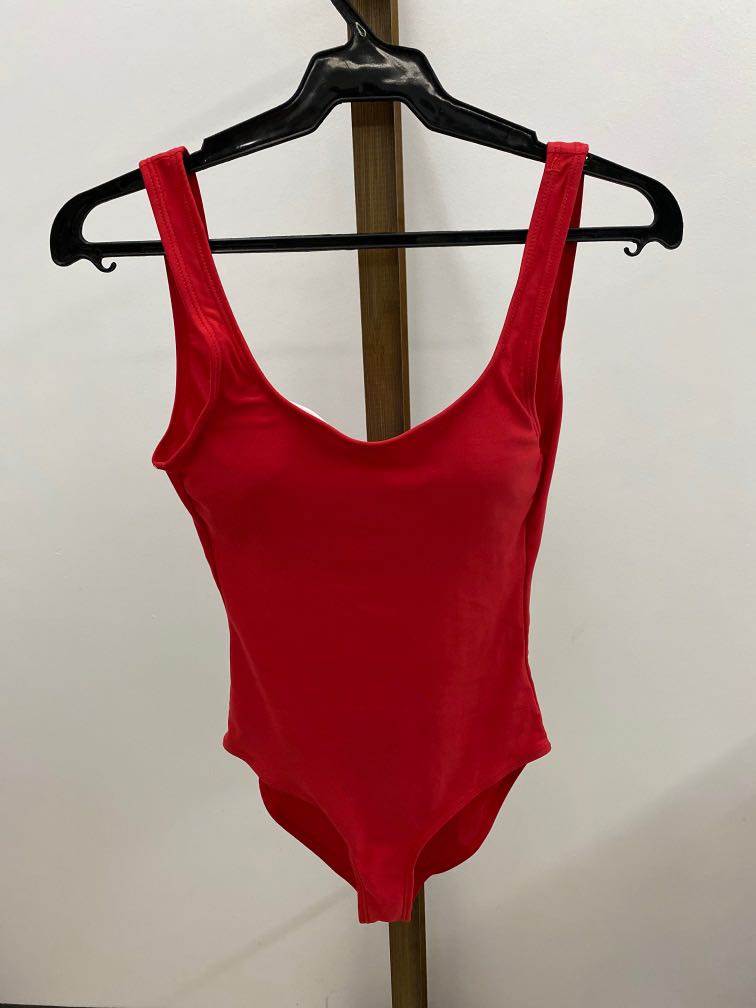 Red One Piece Low Back Swimsuit, Women's Fashion, Swimwear, Bikinis & Swimsuits on Carousell