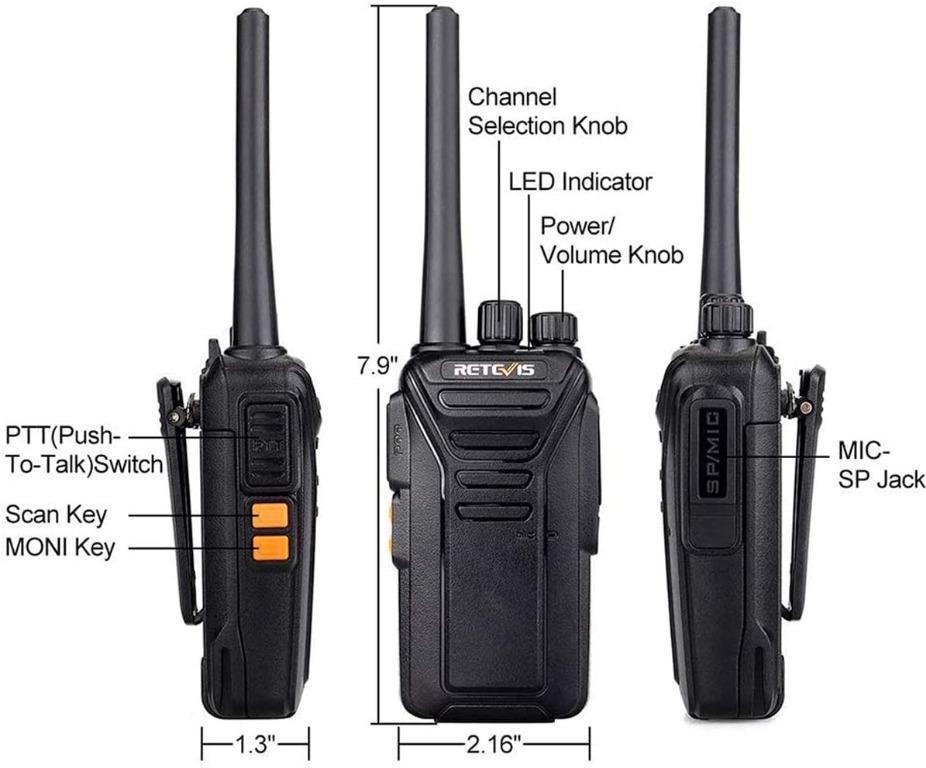 Retevis RT27 Walkie Talkies, Walkie Talkie Rechargeable with USB Charging  Base, PMR446 License-free, 16 Channels, VOX, Walkie Talkies Long Distance, Two  Way Radio for Biking, Camping (2 Pack, Black), Mobile Phones 
