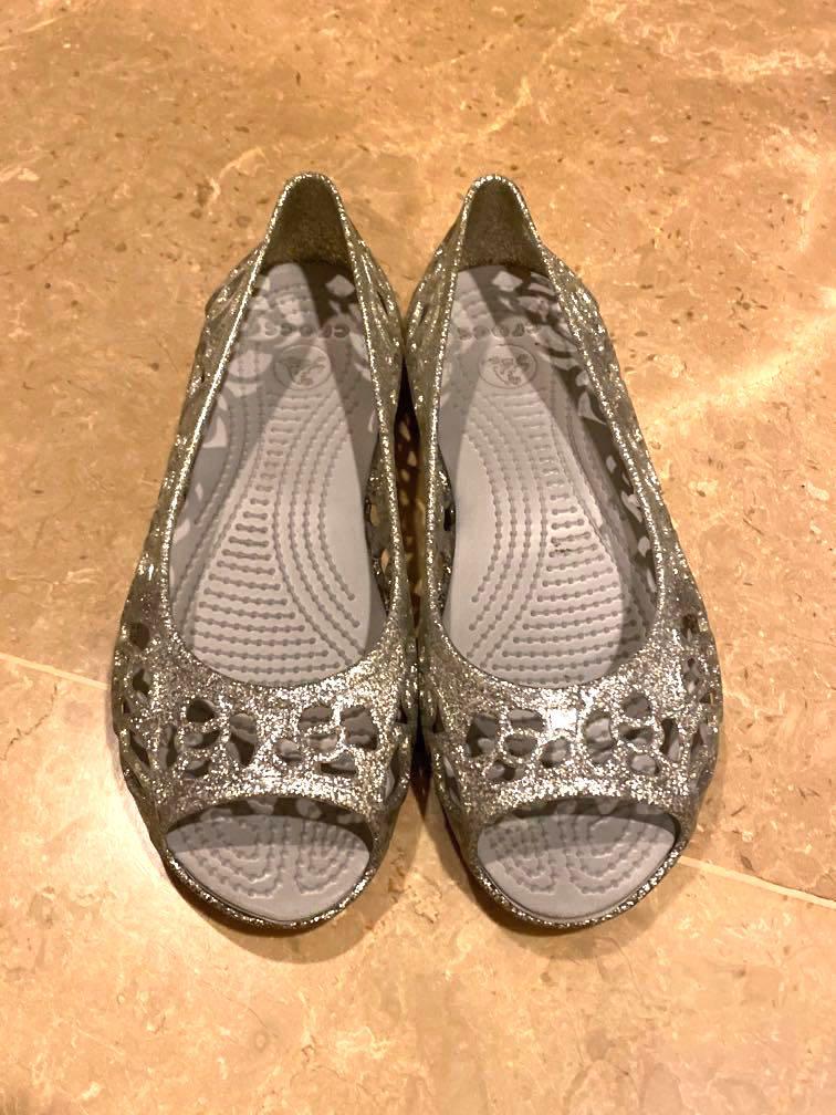 Silver Glitter Crocs , Babies & Kids, Babies & Kids Fashion on Carousell