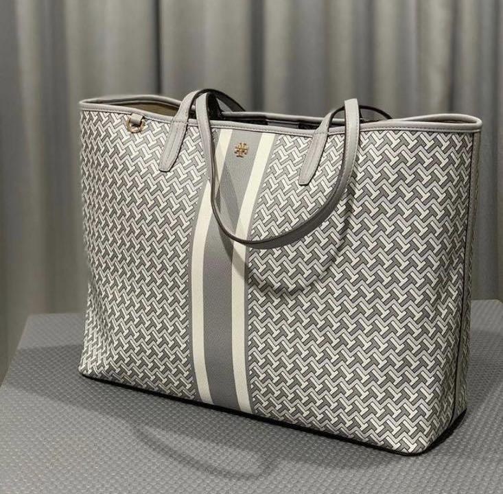 Tory burch gemini T zag tote bag grey abu Barang Mewah Tas