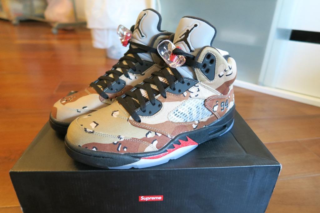 us8.5 Brand New Air Jordan 5 Supreme camo AJ5 not aj1 V 1 Black