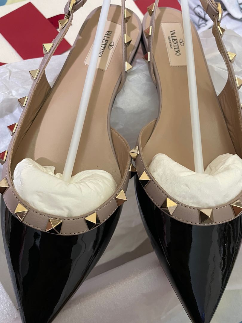 Valentino Rockstud Slingback Flats Luxury Sneakers Footwear on