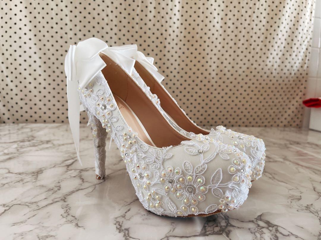 White Wedding Shoes Size 38