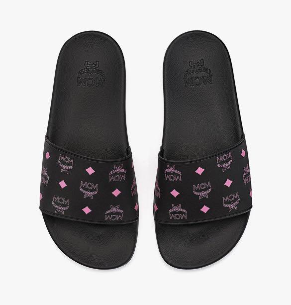Mcm women's monogram hotsell print rubber slides