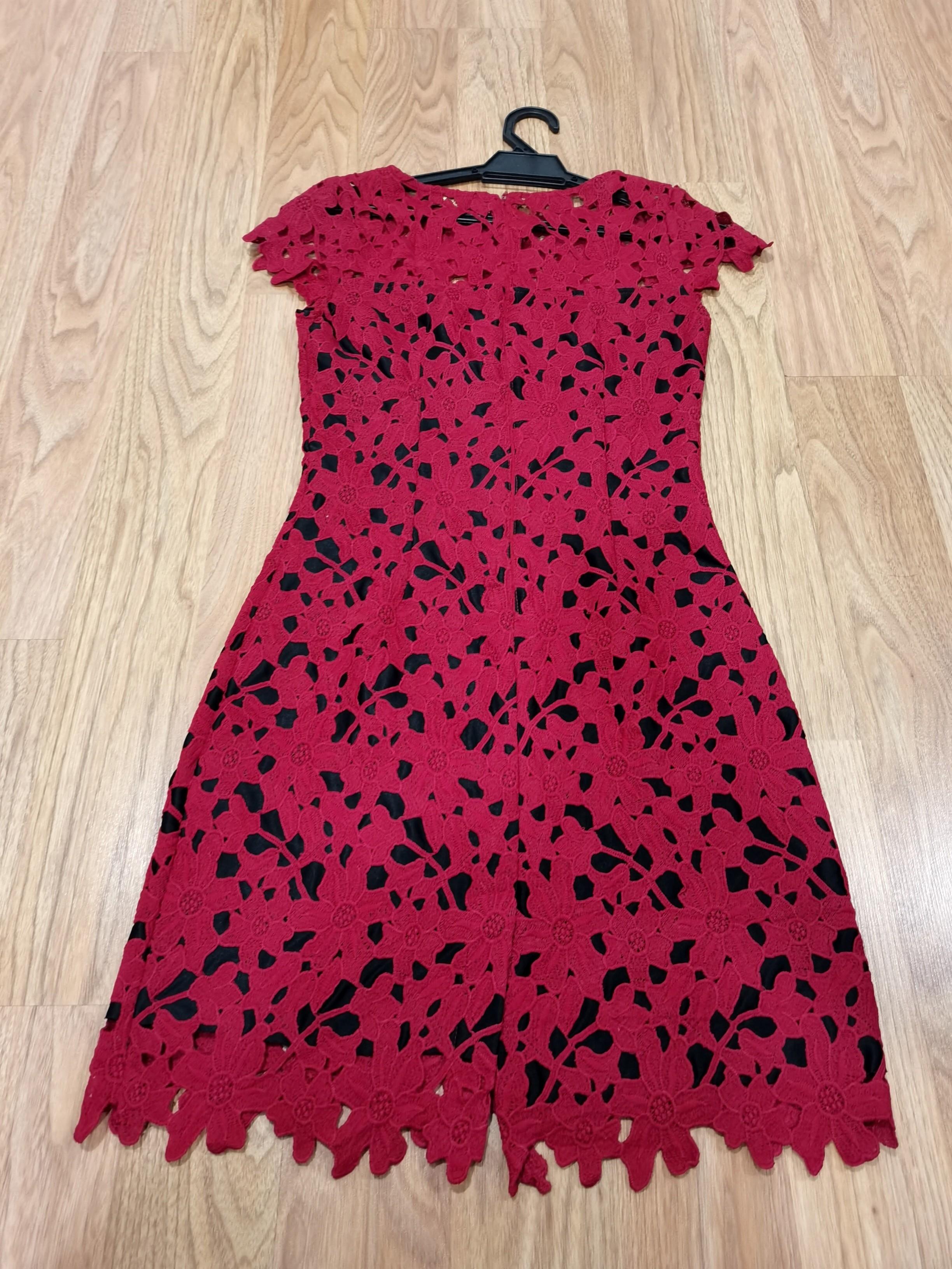 Brand new Zalora festive premium lace dress. Red Black. Embroidery