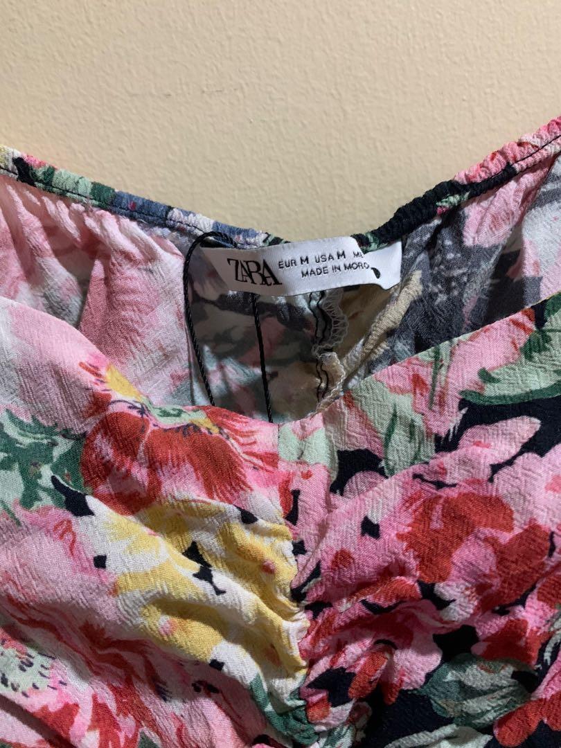 Zara Floral Puff Sleeve Top, Women's Fashion, Tops, Blouses on Carousell