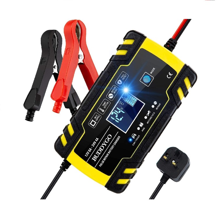 12925) BUDDYGO Car Battery Charger, 12V/24V 8Amp Intelligent Automatic