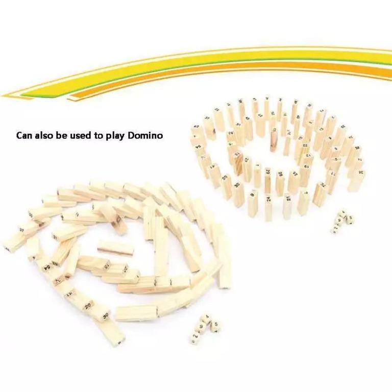 54PCS/Set Wooden Tower Building Blocks Toy Rainbow Domino Stacker Board ...