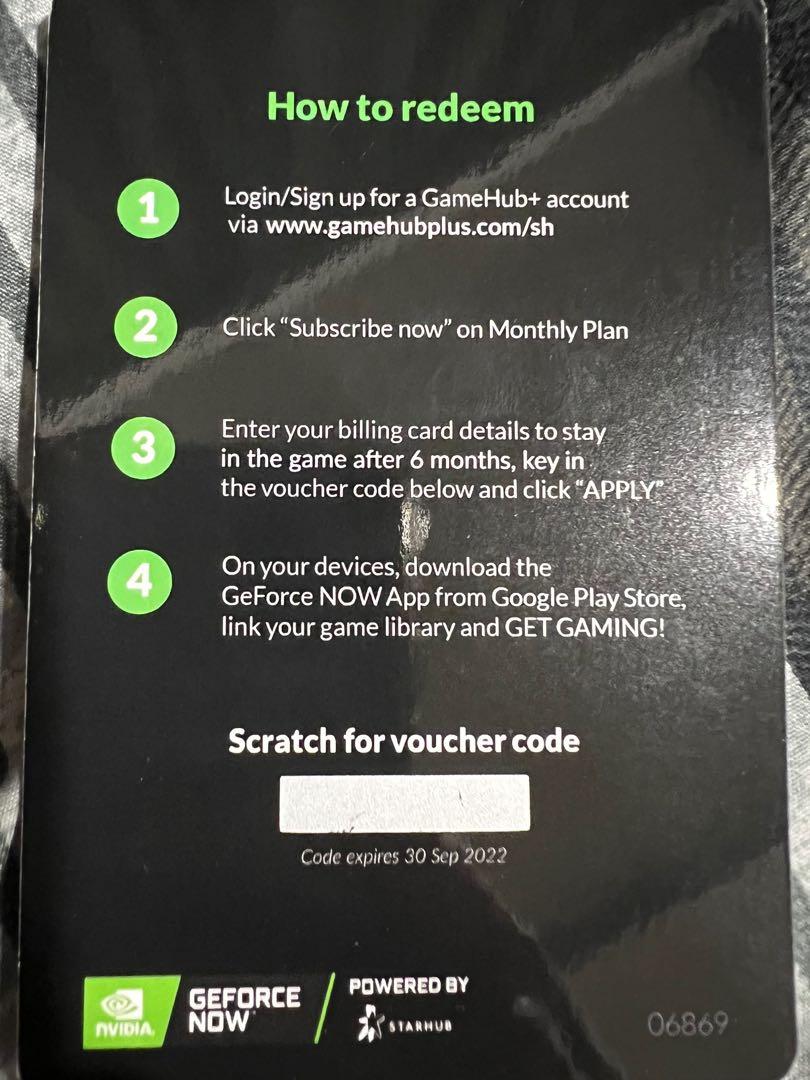 6 Months GeForce NOW Powered by StarHub Gift Card Video Gaming 