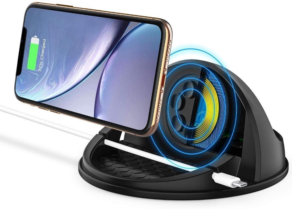 WAITIEE 15W Fast QI Charging Cell Phone Automobile Chargers Wireless Car Charger Auto Clamping Inductive Air Vent Dashboard Car Mount for iPhone 11/11 Pro Max/XS/XR/X/8 Plus/Samsung/Google/LG/Sony 
