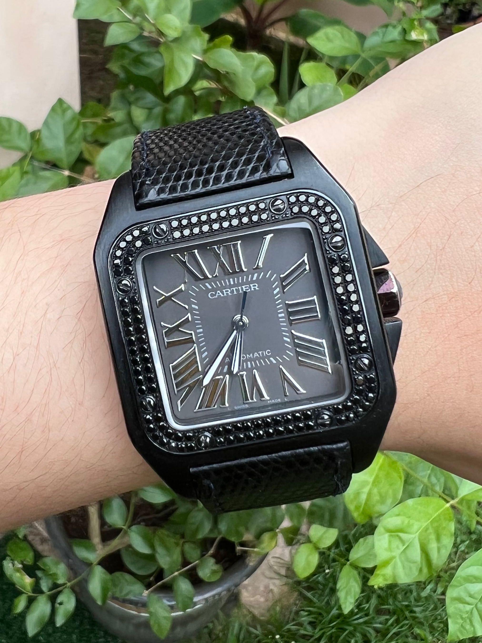 Cartier santos 100 black diamonds top