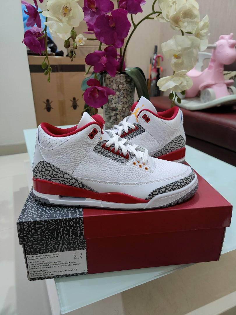 Air Jordan 3 Cardinal Red, Fesyen Pria 