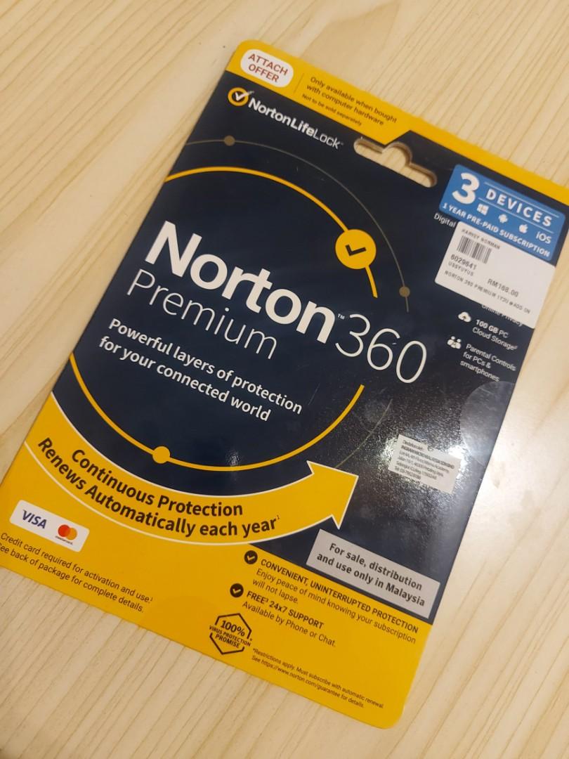 Anti-virus Norton 360 Premium (1-Year subscription), Tickets ...