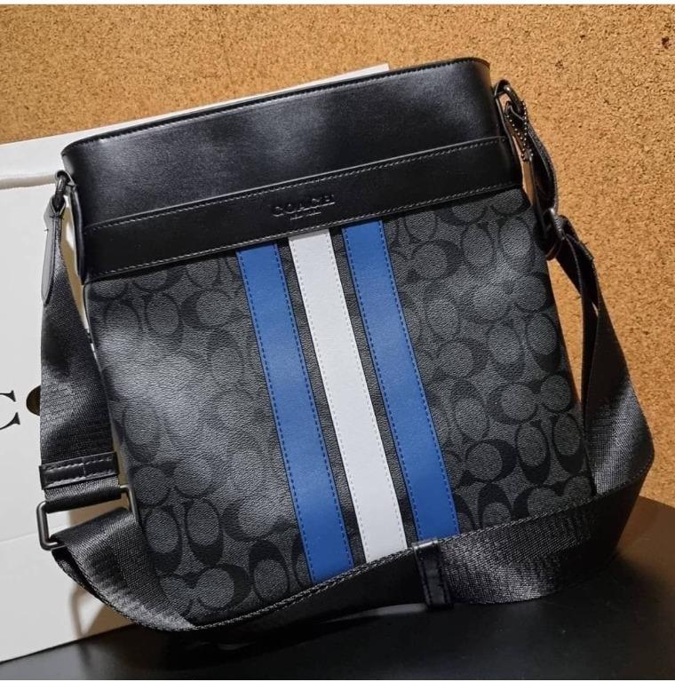 Coach Crossbody Bag Varsity Stripe Black Blue Navy White Men Women Unisex