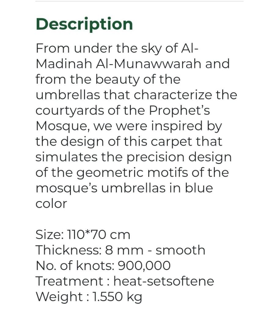 Authentic Prayer Mats From Saudi Arabia, Furniture & Home Living, Home