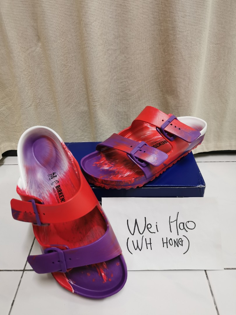 Birkenstock Arizona EVA Sandals Multicolor Bright Violet, Men's Fashion,  Footwear, Flipflops and Slides on Carousell