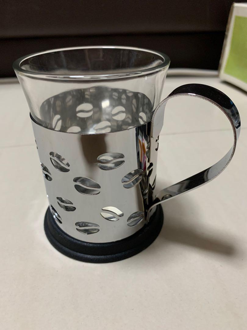 Glass coffee mugs with metal holders hotsell