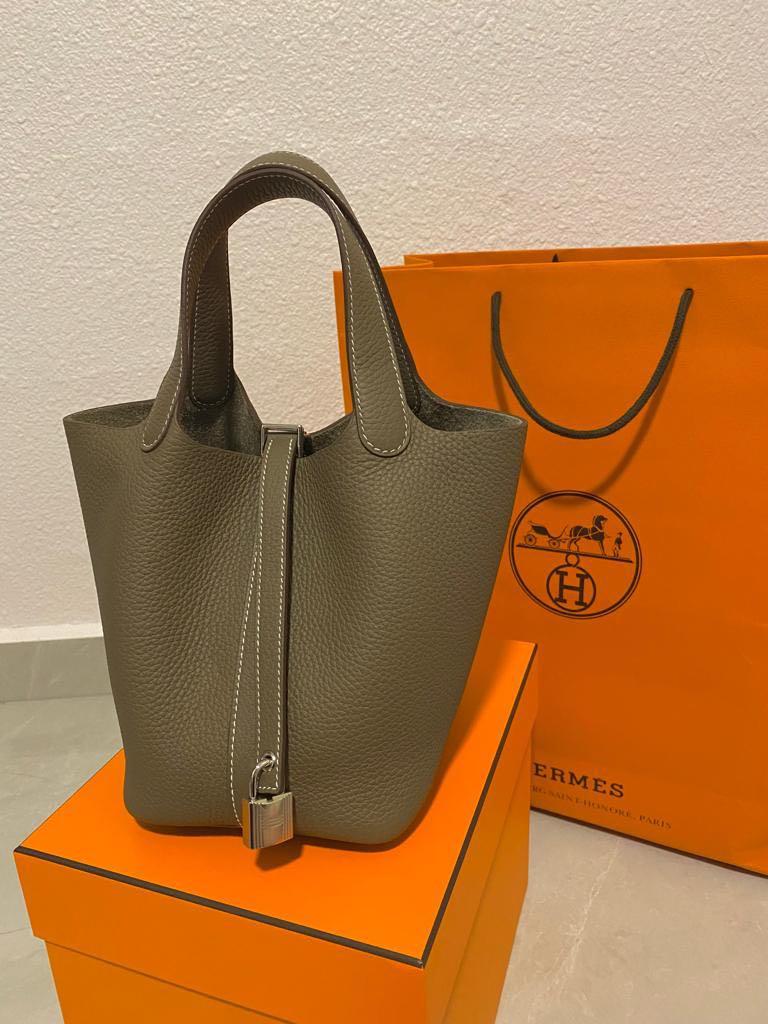 Hermes Picotin 18 Gris Meyer TC GHW, Luxury, Bags & Wallets on Carousell