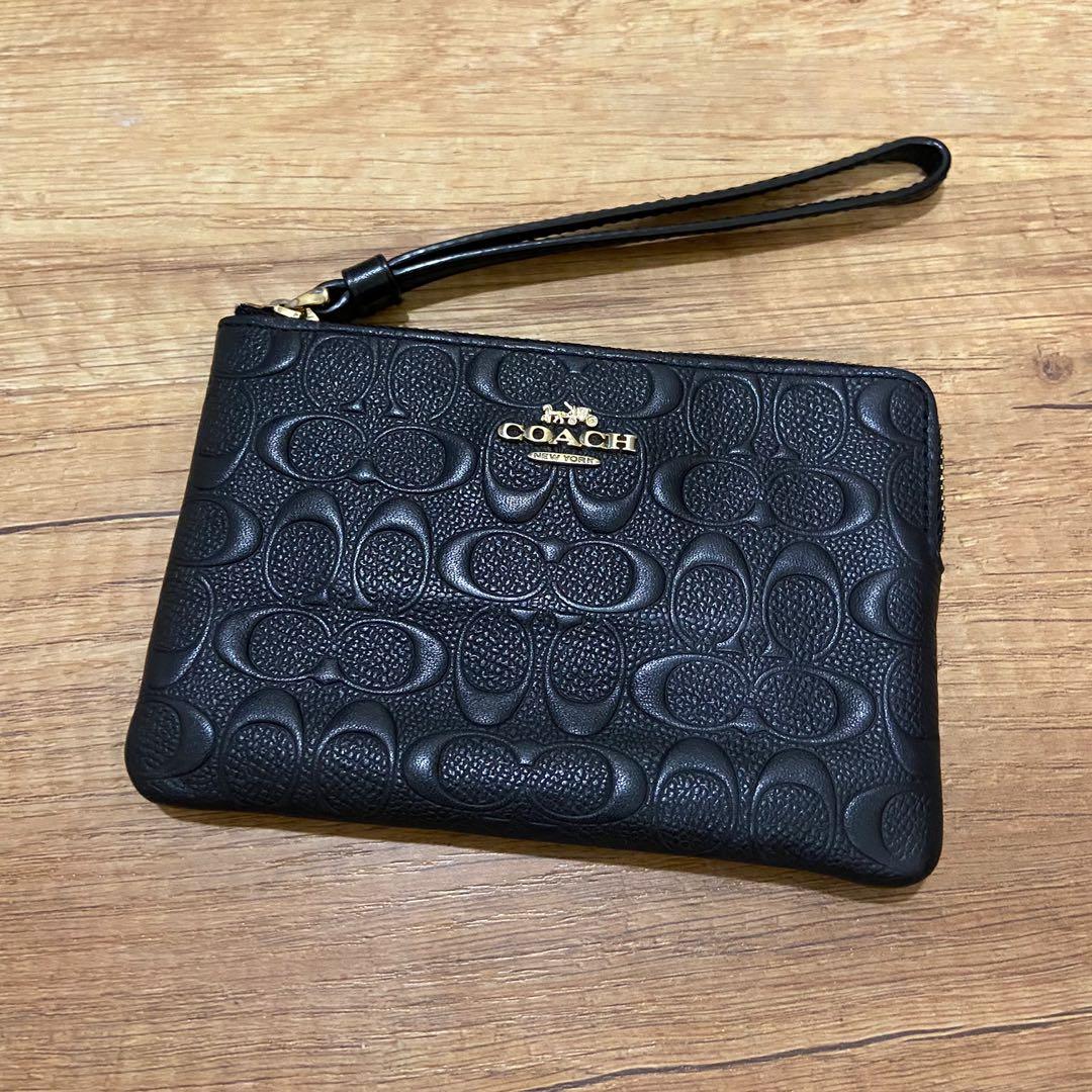 Coach Wristlet in Black Embossed Design
