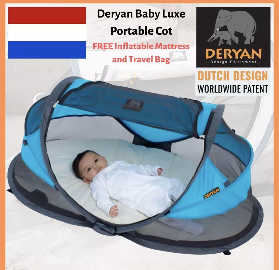 Deryan Ultralight 2 sec pop up Travel Cot inflatable bed