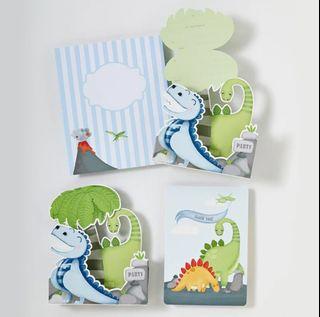 Dinosaur 3D invitation children's party supply. Premium high gloss card stock