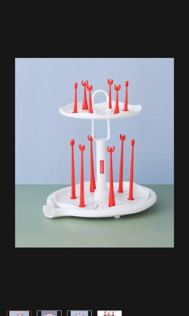 Fisher Price 2 Tier Spinning Drying Rack for Bottles (Category: Breastfeeding & Bottle Feeding) located in Manila. Submitted by sgo713 (Listing ID 1145968241, Image 1). Description: The item is brand new and was bought in Lazada less than a week ago (Feb 23). It was only opened to checked if contents are complete and if it will fit into the space it will be placed on. This has two levels and can be manually spun for easier access. It can hold upt