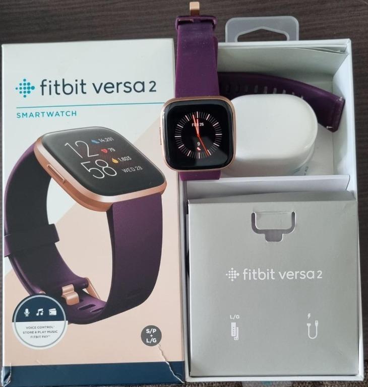 Fitbit Versa 2 Premium Health and Fitness Smartwatch Bordeaux Copper Rose